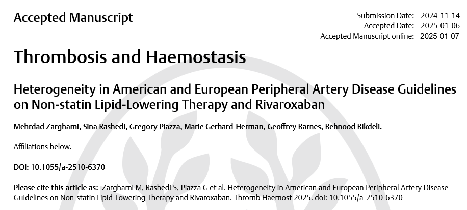Thrombosis & Haemostasis, TH,TH Open (@th_journal) on Twitter photo 📌 Out in TH: Differences between @AHAscience @ACCintouch and <a href="/escardio/">European Society of Cardiology</a> guidelines for management of #PAD: Examples on rivaroxaban and #nonstatin #lipid lowering therapy.
👉 Authors propose to align recommendations with evidence across guidelines
📖 thieme-connect.de/products/ejour… 📌 Out in TH: Differences between @AHAscience @ACCintouch and <a href="/escardio/">European Society of Cardiology</a> guidelines for management of #PAD: Examples on rivaroxaban and #nonstatin #lipid lowering therapy.
👉 Authors propose to align recommendations with evidence across guidelines
📖 thieme-connect.de/products/ejour…