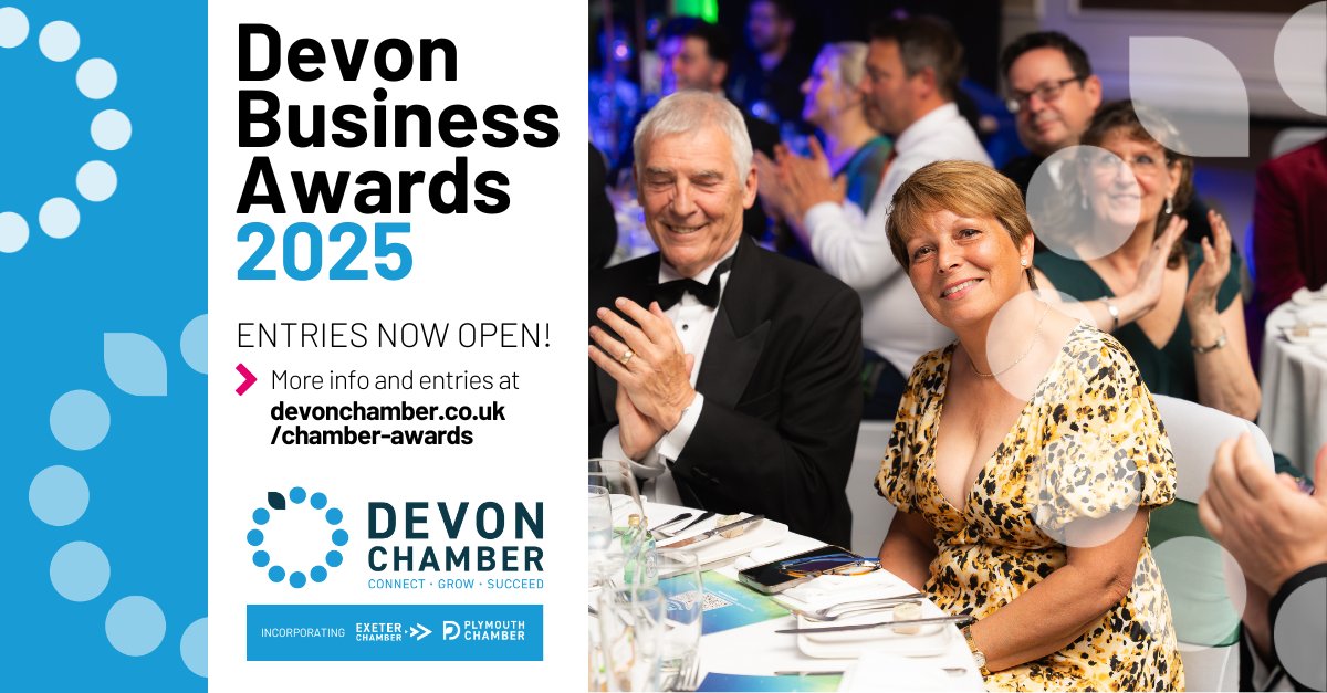 Entering the Devon Business Awards couldn’t be easier! 🎉

All you need to do is... 

1️⃣ Visit devonchamber.co.uk/chamber-awards to see our 12 categories
2️⃣ Click the button below your chosen category to fill in the entry form before Friday 4 April

Good luck! 🍀

#DevonBizAwards