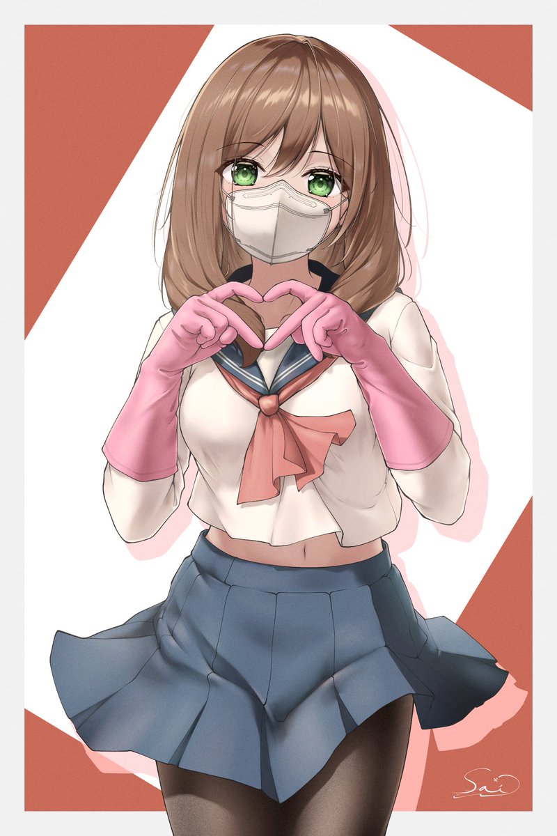 Tebukuro_Maid's tweet photo. 完成しました！
#絵描きさんと繋がりたい #マスク
#ゴム手袋 #手でハート https://t.co/WVjedyIqXw
