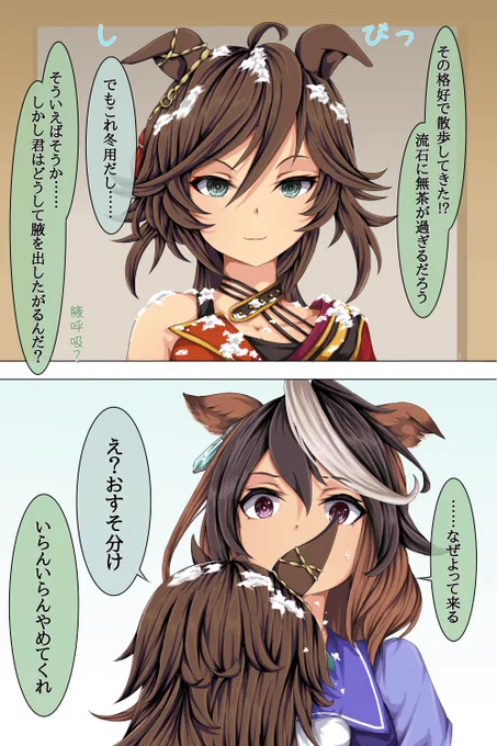 あけましておめでとうございます(大遅刻)。今年もよろしくお願いします
#ウマ娘
#シンボリルドルフ
#ミスターシービー 