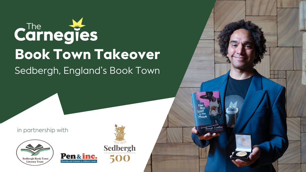 The Carnegies (@carnegiemedals) on Twitter photo We're teaming up with England’s Book Town, for a FREE day-long festival on 18 March featuring Carnegie Medal winner Joseph Coelho! Join us in partnership with <a href="/SedberghBooktwn/">Sedbergh Book Town Festival</a> Literary Trust, <a href="/PenandIncBooks/">Pen&Inc</a> <a href="/SedberghSchool/">Sedbergh School</a> & <a href="/Sedbergh_Prep/">Sedbergh Preparatory School</a>!
Find out more carnegies.co.uk/book-town-take… We're teaming up with England’s Book Town, for a FREE day-long festival on 18 March featuring Carnegie Medal winner Joseph Coelho! Join us in partnership with <a href="/SedberghBooktwn/">Sedbergh Book Town Festival</a> Literary Trust, <a href="/PenandIncBooks/">Pen&Inc</a> <a href="/SedberghSchool/">Sedbergh School</a> & <a href="/Sedbergh_Prep/">Sedbergh Preparatory School</a>!
Find out more carnegies.co.uk/book-town-take…