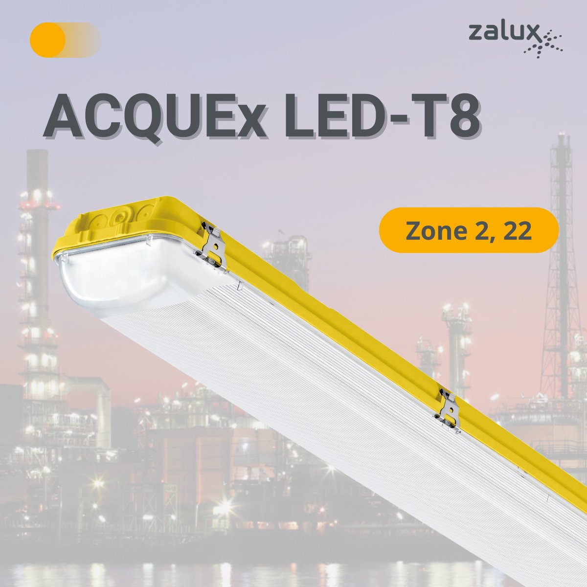 🟡 Do you know our #explosionproof luminaire with LED tubes?

Discover the new ACQUEx LED-T8, for Ex Zone 2:

✔️With premium LED tubes for higher durability and efficiency.

#ATEX #epcprojects #wearezalux
