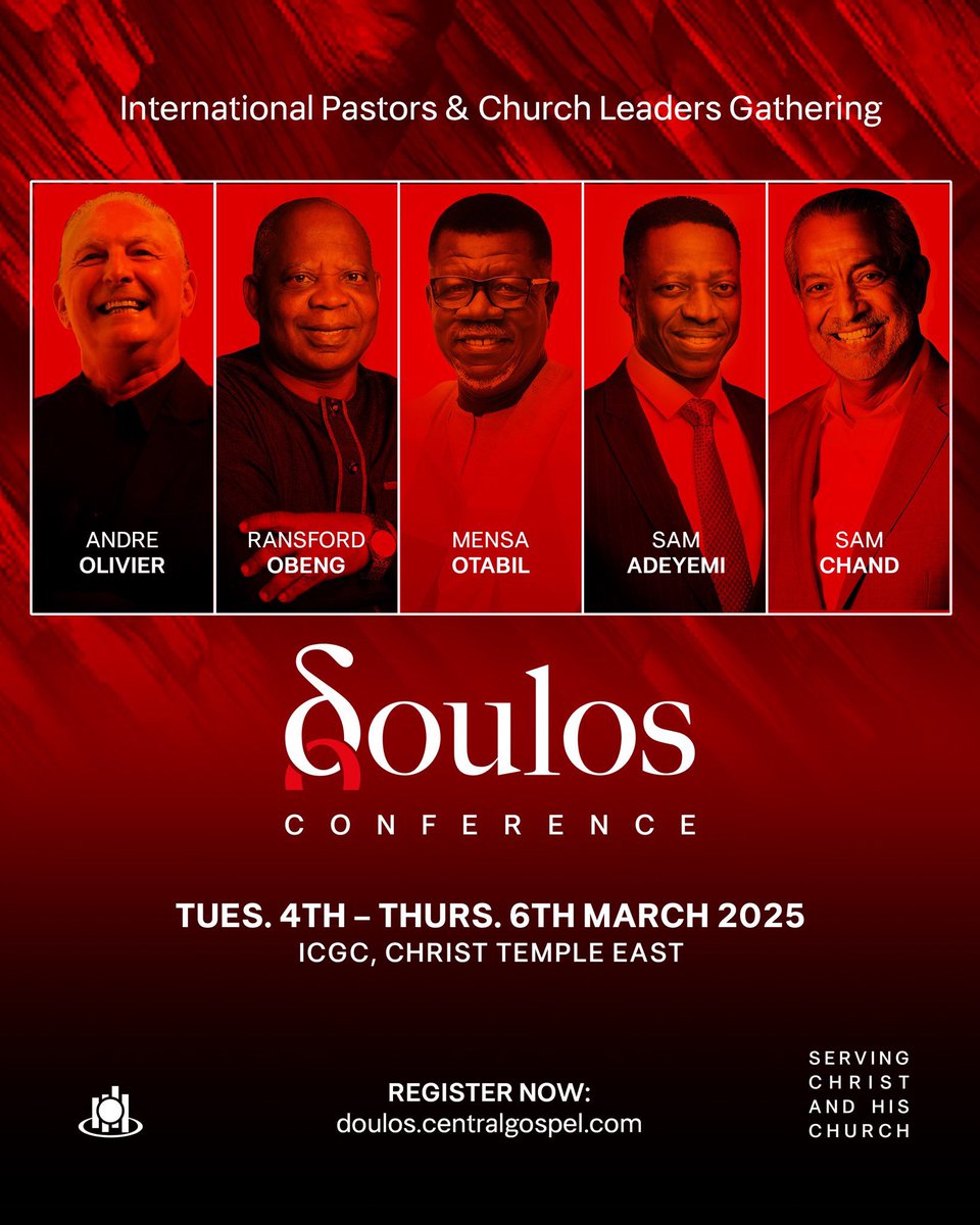 ICGC Worldwide (@icgcworldwide) on Twitter photo Get ready for <a href="/DoulosCNF/">Doulos Conference</a>, the church leadership gathering designed to inspire, equip, and empower leaders from all over the world.
Register today via doulos.centralgospel.com
#DoulosCNF
#WeAreICGC Get ready for <a href="/DoulosCNF/">Doulos Conference</a>, the church leadership gathering designed to inspire, equip, and empower leaders from all over the world.
Register today via doulos.centralgospel.com
#DoulosCNF
#WeAreICGC