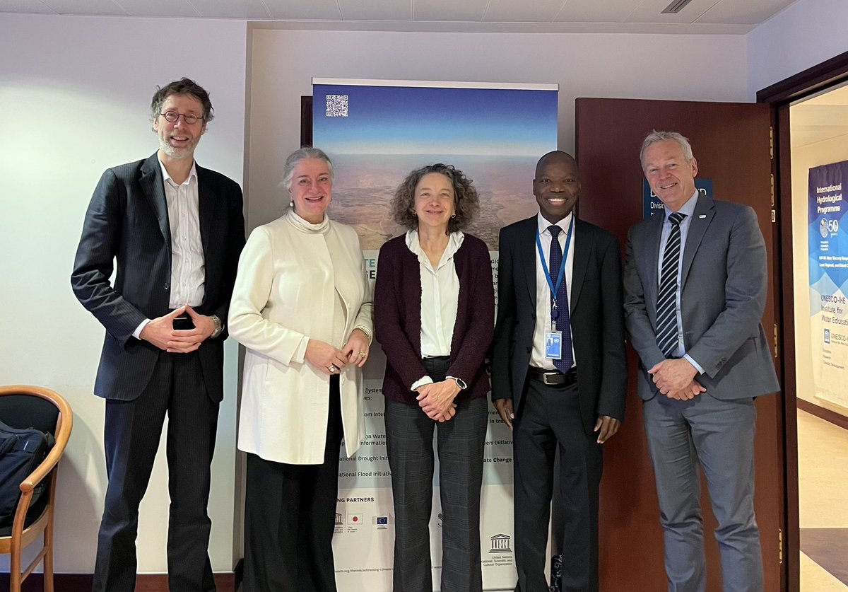 Netherlands at UNESCO (@nlatunesco) on Twitter photo The Netherlands has 2 <a href="/UNESCO/">UNESCO ๐๏ธ #Education #Sciences #Culture ๐บ๐ณ</a> water institutes: <a href="/ihedelft/">IHE Delft ๐ง Institute for Water Education</a> & <a href="/UNIGRAC/">IGRAC</a>.
Both directors met w/ <a href="/UNESCO/">UNESCO ๐๏ธ #Education #Sciences #Culture ๐บ๐ณ</a> watersciences director to discuss the future of water cooperation.
๐ธ:
S. van Oosteren
Ambassador <a href="/MoniquevDaalen/">Monique van Daalen</a>
Elisabeth Lictevoet (IGRAC)
Abou Amani (UNESCO)
Eddy Moors (IHE) The Netherlands has 2 <a href="/UNESCO/">UNESCO ๐๏ธ #Education #Sciences #Culture ๐บ๐ณ</a> water institutes: <a href="/ihedelft/">IHE Delft ๐ง Institute for Water Education</a> & <a href="/UNIGRAC/">IGRAC</a>.
Both directors met w/ <a href="/UNESCO/">UNESCO ๐๏ธ #Education #Sciences #Culture ๐บ๐ณ</a> watersciences director to discuss the future of water cooperation.
๐ธ:
S. van Oosteren
Ambassador <a href="/MoniquevDaalen/">Monique van Daalen</a>
Elisabeth Lictevoet (IGRAC)
Abou Amani (UNESCO)
Eddy Moors (IHE)
