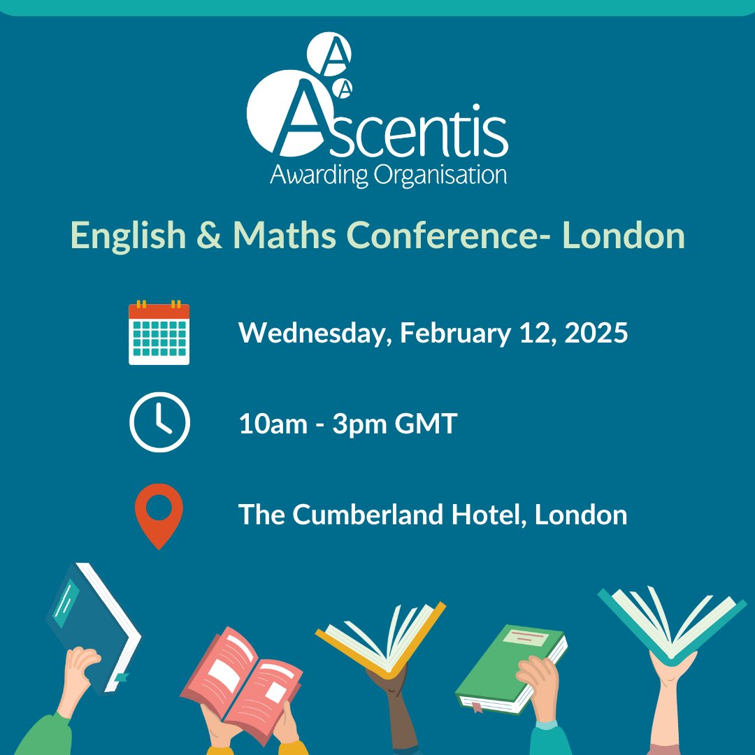 AscentisAO's tweet image. Join us for our annual English &amp;amp; Maths Conference in London 🙌

Find out more by clicking the link and reserve your spot now 👉 ow.ly/1Hri50UCw9E

#EnglishandMaths #Englishconference #Mathsconference