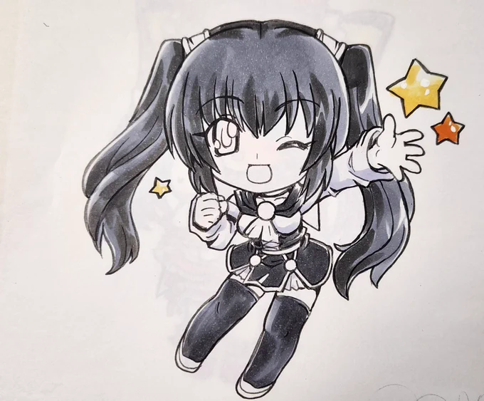大昔に、すぎやま現象センパイのご紹介で、描かせていただいた©WINLIGHTさんのネットアプリ(?)のキャラ達のちび絵部品お年賀絵だったか?組み合わせた完成データは、でてこなかったので不明... 