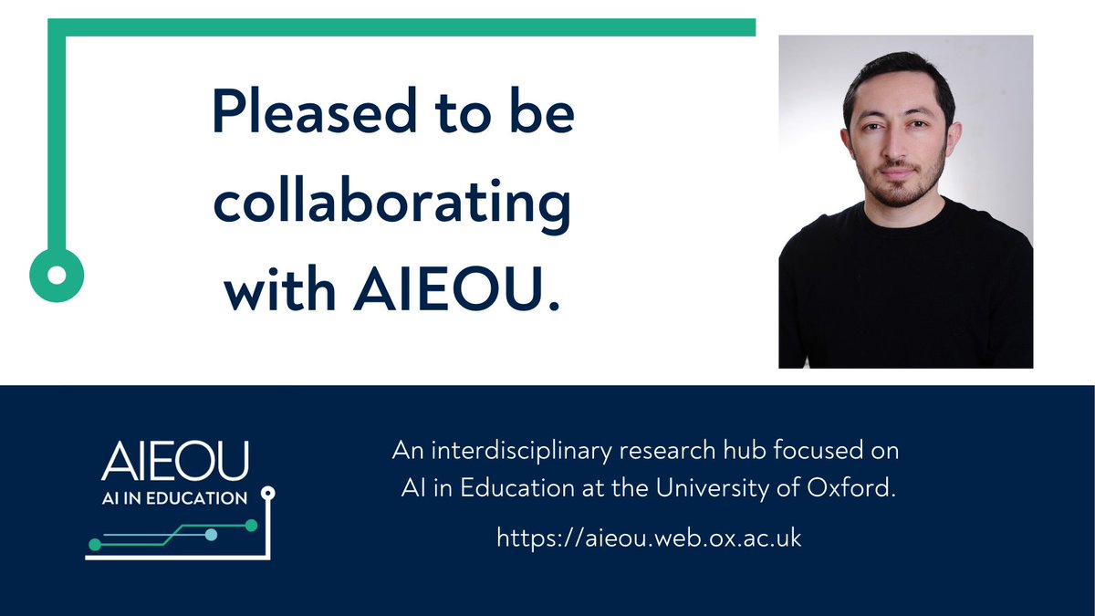 I’m pleased to be collaborating with an exciting new interdisciplinary research hub exploring AI in Education. The Hub, AIEOU, is based at the Department of Education <a href="/OxfordDeptofEd/">Department of Education, University of Oxford</a>, University of Oxford and is led by Dr Sara Ratner <a href="/SaraRatner/">Sara R</a>.