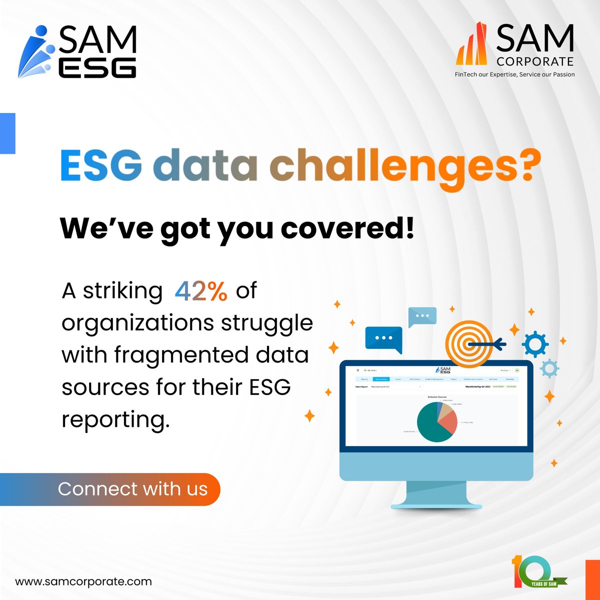 SamCorporate's tweet image. Overwhelmed by #ESG #DataFragmentation?
42% of #businesses struggle with scattered ESG data.
#SAMESG® consolidates metrics, reduces costs, and improves accuracy—empowering you to focus on #sustainable growth.
Learn More: samcorporate.com/esg-and-sustai…
#ESGReporting #Sustainability
