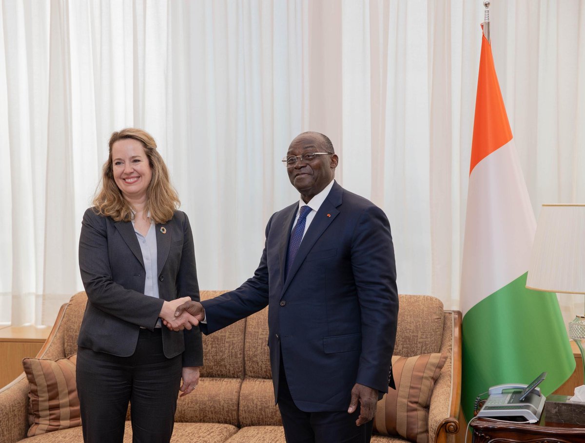 Amy Pope (@iomchief) on Twitter photo Honored to meet Côte d'Ivoire's Vice-President <a href="/Meyliet_KONE/">Tiémoko Meyliet KONÉ</a> and reaffirm our long-standing, solid partnership.
Together, we remain committed to protecting people on the move and creating opportunities for them to prosper - bringing benefits to migrants and their communities. Honored to meet Côte d'Ivoire's Vice-President <a href="/Meyliet_KONE/">Tiémoko Meyliet KONÉ</a> and reaffirm our long-standing, solid partnership.
Together, we remain committed to protecting people on the move and creating opportunities for them to prosper - bringing benefits to migrants and their communities.