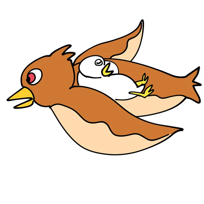 今日のイラスト351「他力本願鳥」(Leave it to others)#イラスト #絵 #イラストレーション #illustration #ART #character #ゆるいイラスト #鳥 #トリ #bird #鷹 #hawk #毎日投稿 #一日一絵 #1日1絵 
