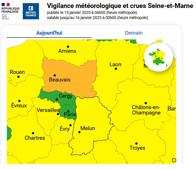 Les températures sont hivernales cette semaine en #seineetmarne. Météo-France a placé le département en vigilancejaune #verglas #crues pour cette journée de mercredi.
👉Adaptez vos activités
☎️Composez le 115 pour venir en aide aux personnes sans-abri.