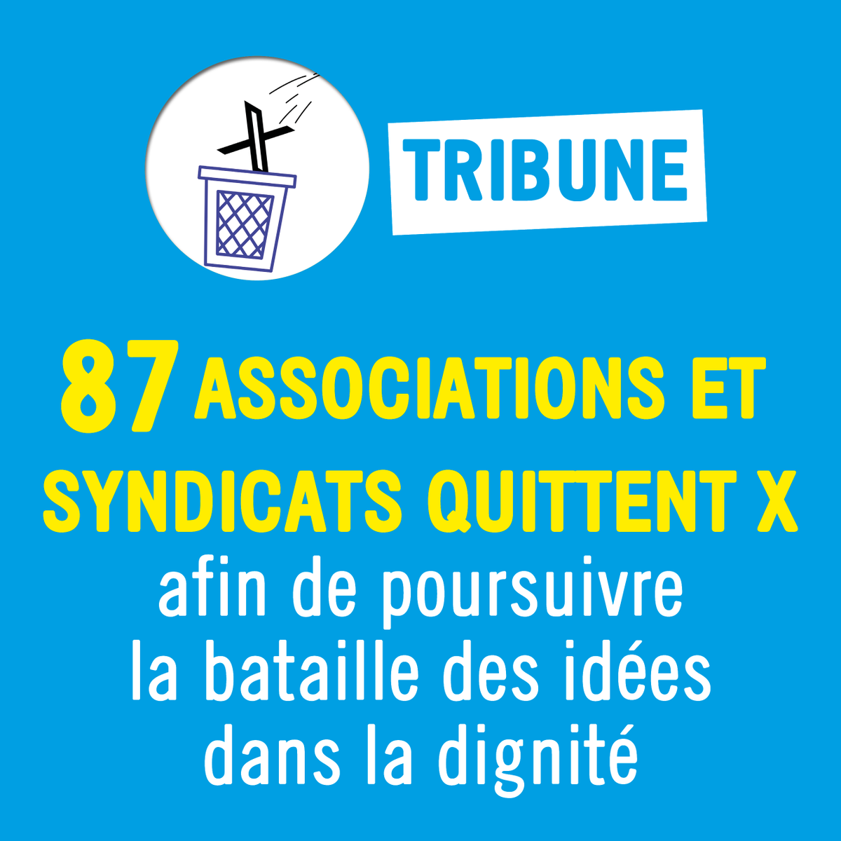 France terre d'asile (@franceterdasile) on Twitter photo 📣 Avec plus de 80 associations et syndicats, le 20 janvier, nous quittons X afin de continuer à défendre nos idées dans la dignité !
Pour lutter contre la promotion des discours de rejet, rejoignez le mouvement <a href="/HelloQuitteX/">Escape-X FR</a>.
Notre tribune ⤵️
lemonde.fr/idees/article/… 📣 Avec plus de 80 associations et syndicats, le 20 janvier, nous quittons X afin de continuer à défendre nos idées dans la dignité !
Pour lutter contre la promotion des discours de rejet, rejoignez le mouvement <a href="/HelloQuitteX/">Escape-X FR</a>.
Notre tribune ⤵️
lemonde.fr/idees/article/…