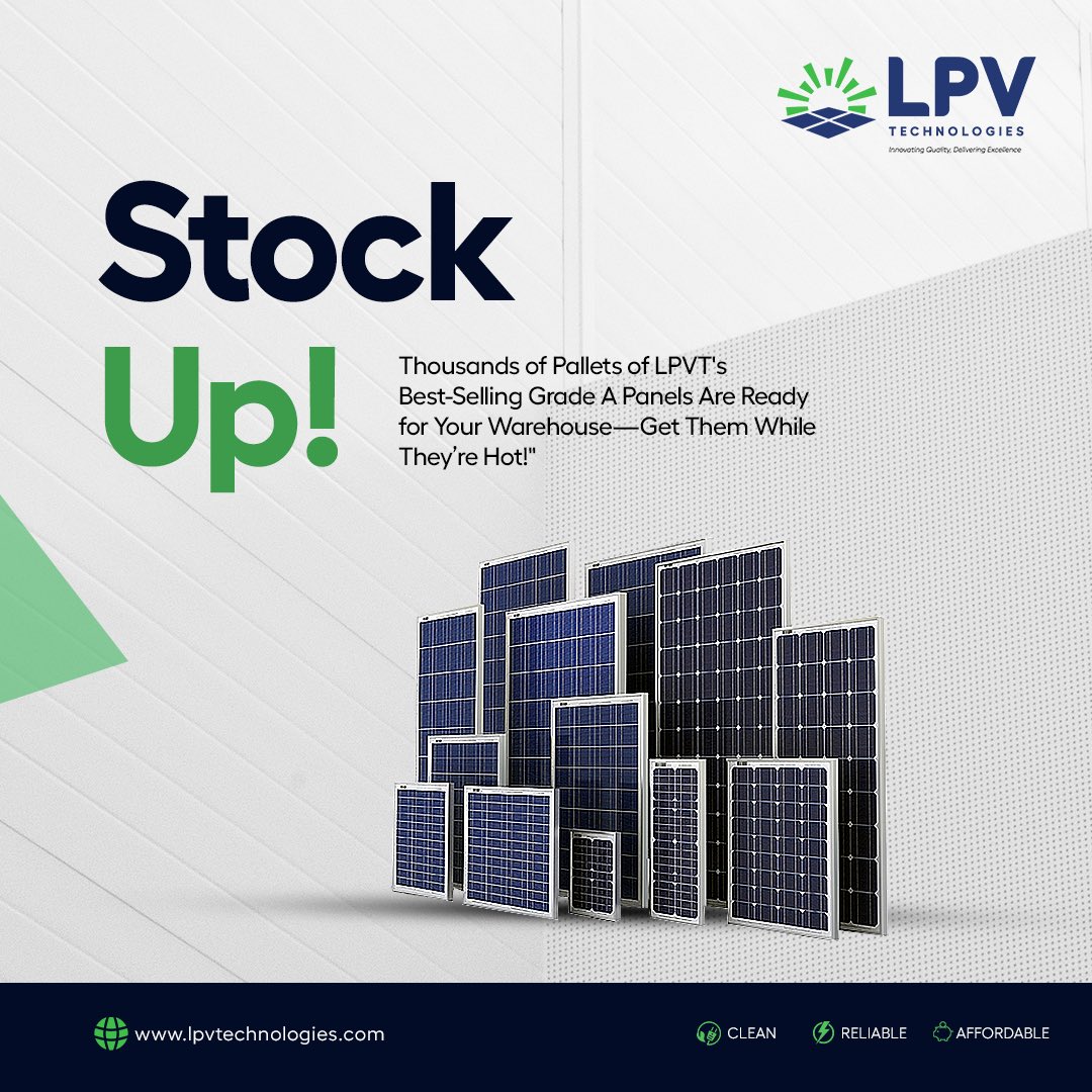 LPVtech's tweet photo. Thousands of pallets. Grade A quality. Ready for your warehouse. ๐ฆ LPVT's best-selling solar panels are in stock and ready to power your projects. Contact us today to secure your supply.
#LPVT #GradeASolar #SolarPower #WholesaleSolar #StockAvailable #HighQuality https://t.co/3HHNabQ0JH