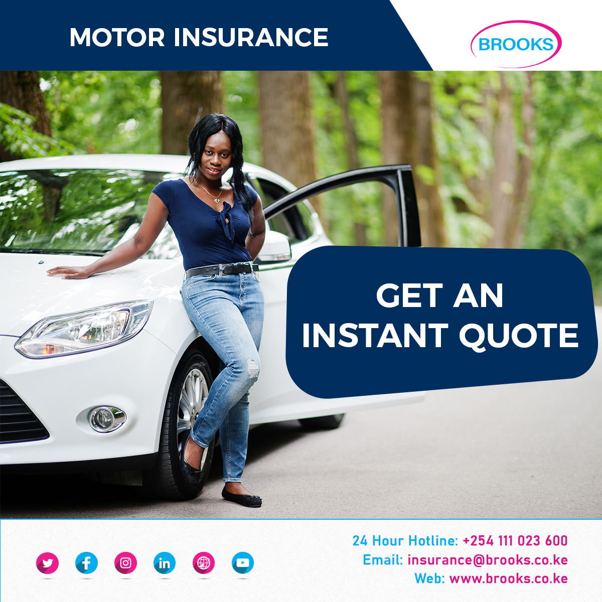 Is your motor insurance expiring? Choose Brooks for the best 24/7 support. Reach out today to get a quick and free quote. #motor #insurance