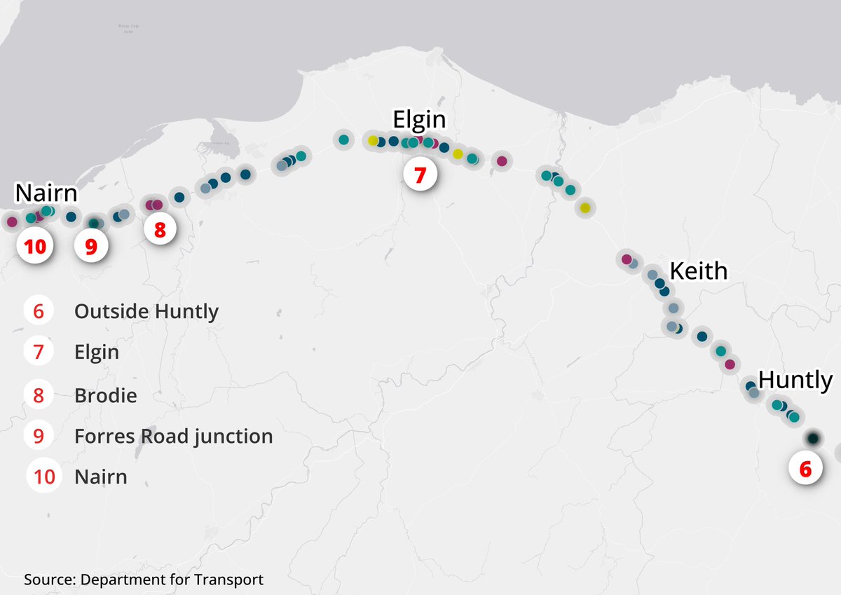 Ema Sabljak (@emasabljak) on Twitter photo The heatmap is based on the density of crashes within a one-kilometre radius. Larger numbers or more closely clustered crashes within that radius appear with a darker shade, like this one found near Morgan McVeighs restaurant in Insch with three crashes. 2/4 #ddj #datajournalism The heatmap is based on the density of crashes within a one-kilometre radius. Larger numbers or more closely clustered crashes within that radius appear with a darker shade, like this one found near Morgan McVeighs restaurant in Insch with three crashes. 2/4 #ddj #datajournalism