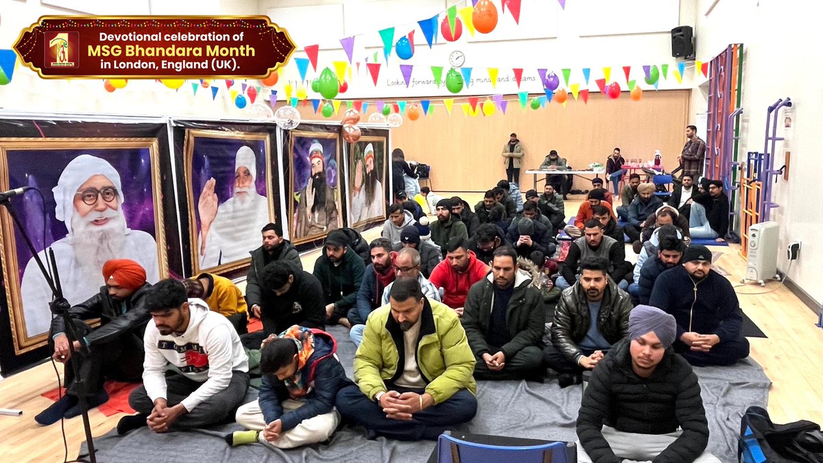 DSSNewsUpdates's tweet photo. Parampita Shah Satnam Singh Ji Maharaj's sacred Incarnation Month brings waves of joys worldwide. 
The volunteers of Block London, England (UK) celebrated MSG Bhandara Month with holy Naamcharcha, singing praises of their Satguru's  benevolence and divine love. Their faith and devotion reflected as radiance on their faces as they joyfully celebrated the pious occasion with unity.

#106thIncarnationMonth #MSGBhandaraMonth