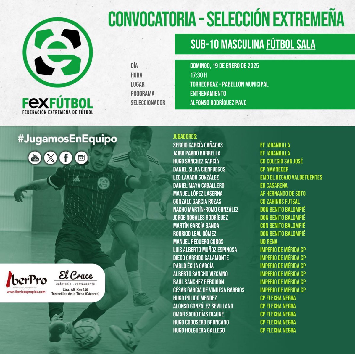 FedExFutbol's tweet image. 💚🤍🖤 | #SelecciónExtremeña |  

📌Nuevas convocatorias para las selecciones extremeñas de Sub-14, Sub-12 y Sub-10 Masculinas de 🥅FÚTBOL SALA el próximo fin de semana.

#SomosFEXFUTBOL 
#VamosExtremeña