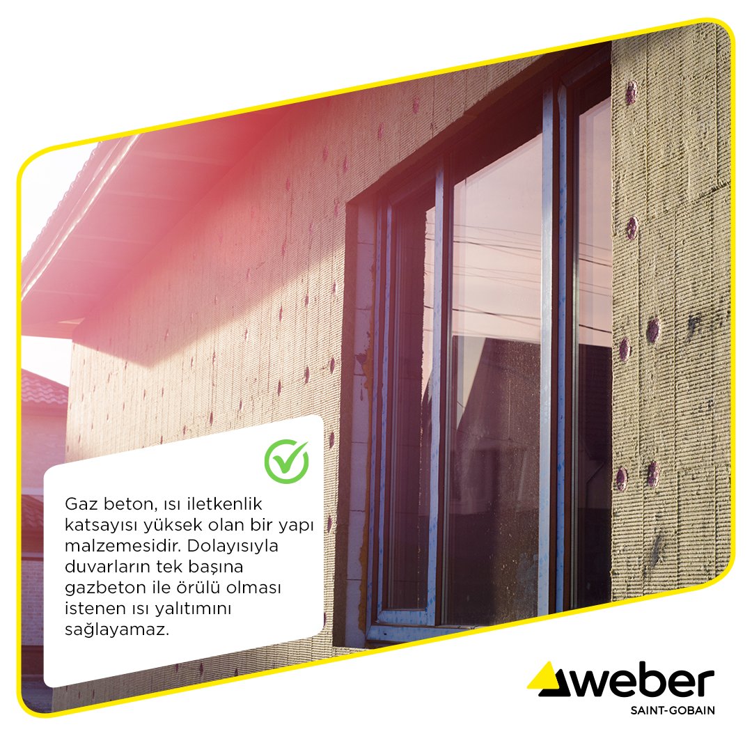 “Duvarlar gaz beton olduğu için mantolamaya gerek yok" doğru bilinen bir yanlış! 🏠❌​

Enerji tasarrufu sağlamak ve kışın sıcak, yazın serin bir evde yaşamak için mantolama her binada önemli.​

#weber #doğrubilinenyanlışlar #webertürkiye