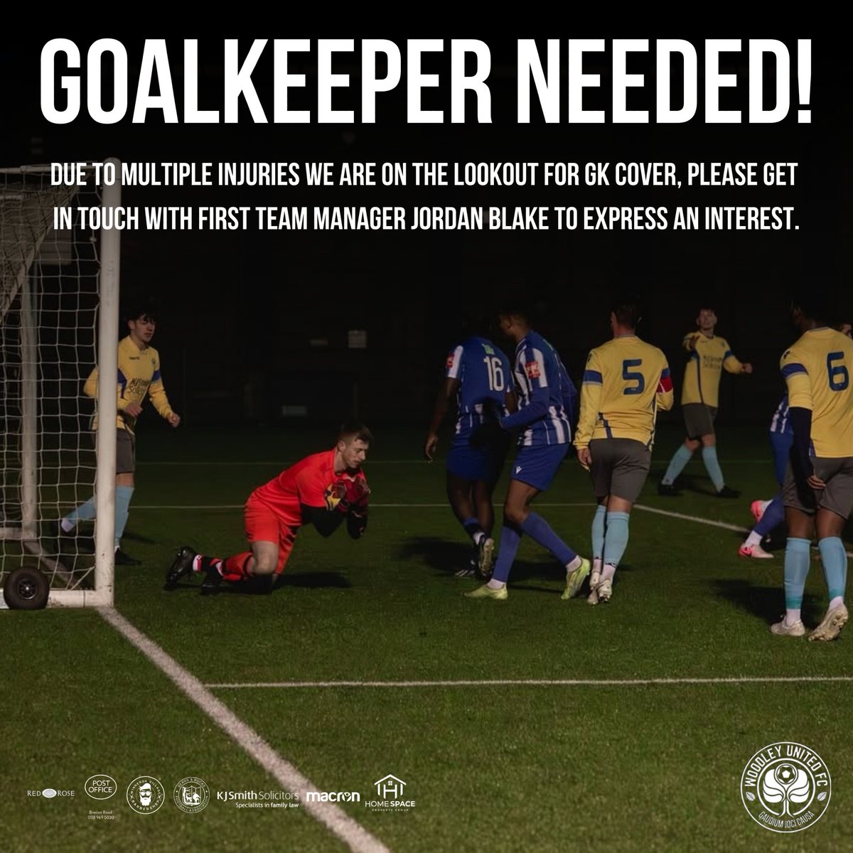 WoodleyUtdFC's tweet photo. Goalkeeper needed! 🧤

Due to multiple injuries, we are on the lookout for GK cover, please get in touch with first team manager @jordanblake13 to express an interest.

#WeAreUnited🩵 https://t.co/lxhH5sFvPS