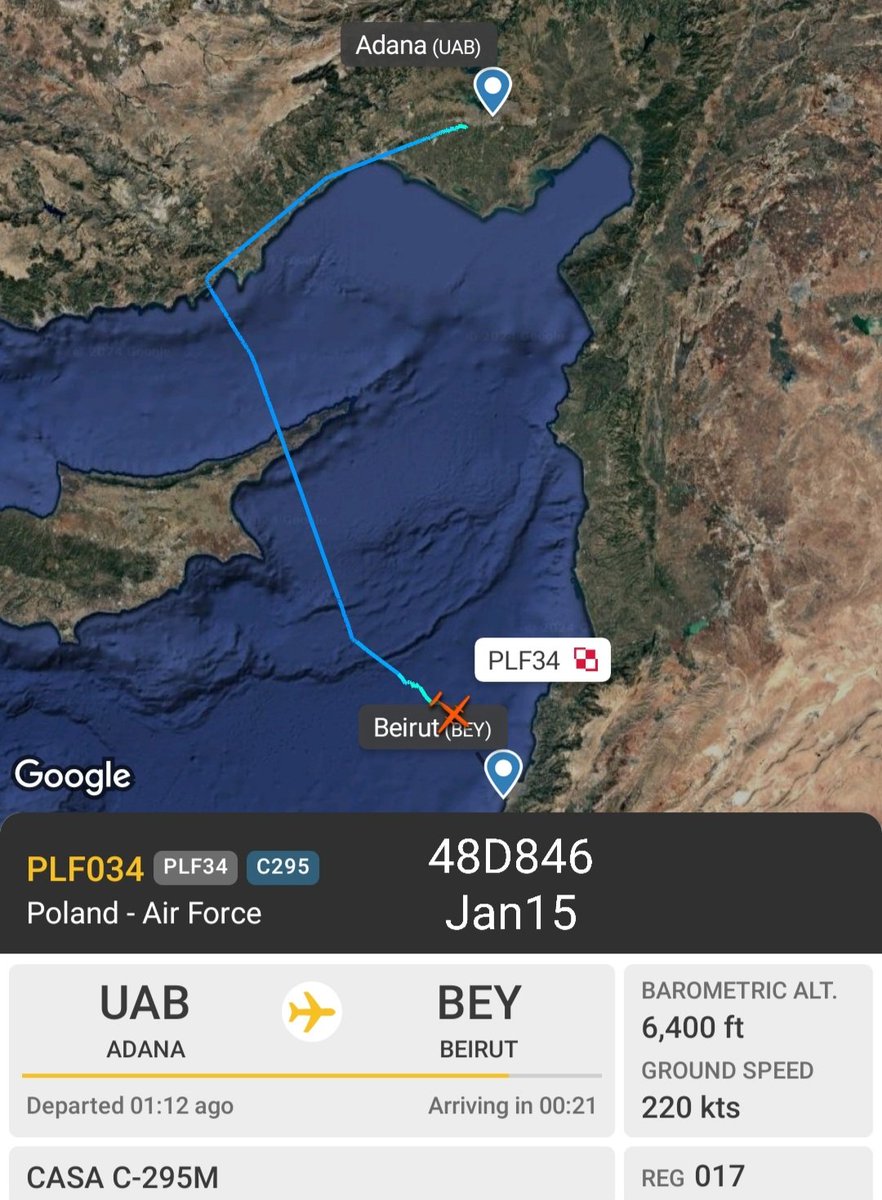 LebanonJets's tweet photo. Video (+ATC) Military: #Poland Air Force C-295 M #017 hex #48D846 (with a special Captain Stanislaw Skarzynski on the tail) as #PLF034 arrived into Beirut from Adana's Incirlik Air Base as there are over 200 Polish troops in Lebanon for #UNIFIL https://t.co/owHfGHtX5V https://t.co/xxQ6eQTC9k