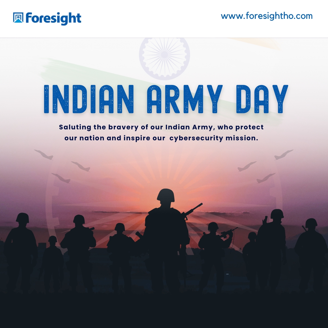 𝗛𝗮𝗽𝗽𝘆 𝗜𝗻𝗱𝗶𝗮𝗻 𝗔𝗿𝗺𝘆 𝗗𝗮𝘆!
Saluting the #bravery of our Indian Army, who protect our nation and inspire our #cybersecurity mission.

#indianarmy #foresight