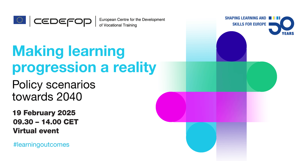 🚀 Join us! 

Our virtual conference will present key findings of Cedefop's 3-year project "transparency and transferability of learning outcomes" and discuss alternative policy scenarios for 2040. 📝📊

📍Get more information and register here: cedefop.europa.eu/en/events/maki…