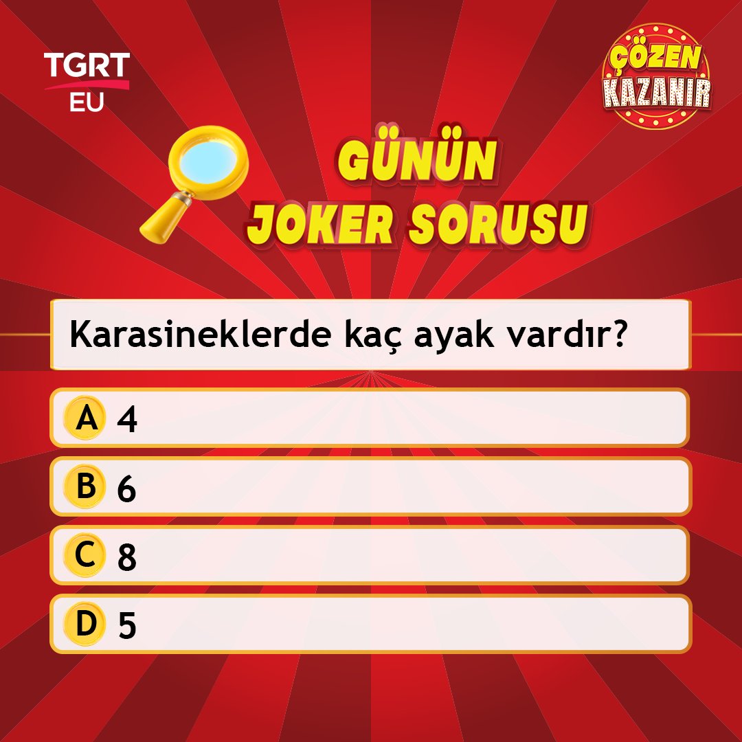İşte Çözen Kazanır'da ödüller kazandıracak günün sorusu!

Birinciye snippy.com.tr'den 5 bin liralık alışveriş kodu, İkinciye 2.000 TL, üçüncüye ise 1.000 TL nakit para ödülü.

Evinizden yarışma heyecanı için sizleri saat 21.00'de TGRT EU ekranlarına bekliyoruz.