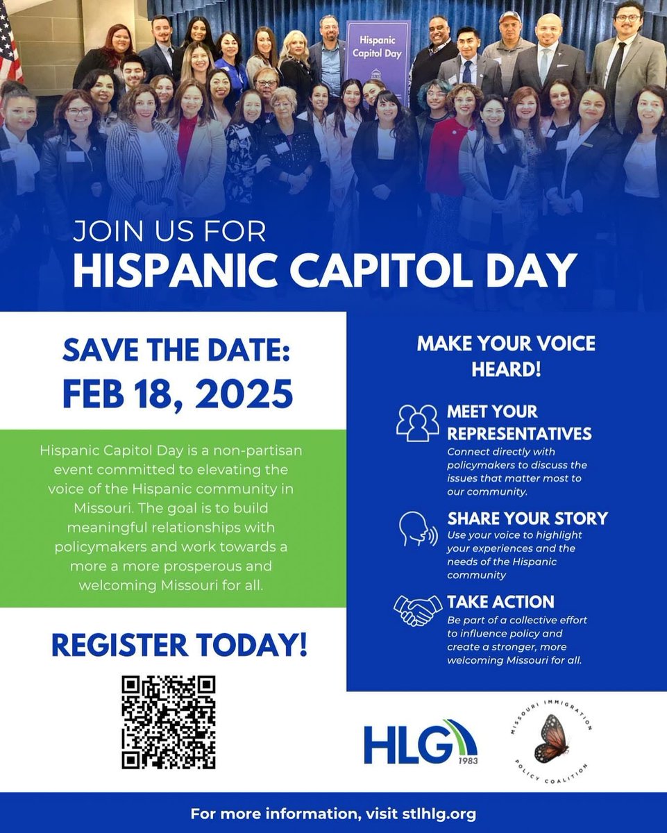 Join us the Hispanic Leaders Group for our 24th annual Hispanic Capitol Day on February 18, 2025! 

⭐️ Register today! ⭐️