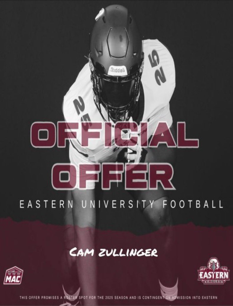 Cam Zullinger (@cam_zullinger) on Twitter photo Extremely happy to announce I have received an offer to continue playing football at Eastern University! Thank you to <a href="/Flashy5k/">Jordan Davis</a> for giving me this opportunity!
<a href="/WilsonBulldogs/">Wilson Bulldogs Football</a> <a href="/CoachJoeMays/">Joe Mays</a> Extremely happy to announce I have received an offer to continue playing football at Eastern University! Thank you to <a href="/Flashy5k/">Jordan Davis</a> for giving me this opportunity!
<a href="/WilsonBulldogs/">Wilson Bulldogs Football</a> <a href="/CoachJoeMays/">Joe Mays</a>