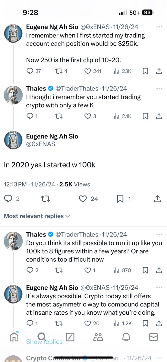 pigeon guy was seriously larping as a trader who made it starting from “$100k”