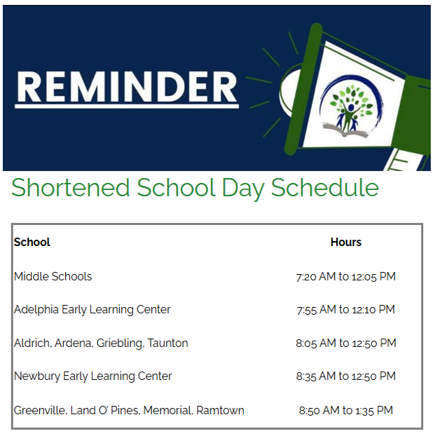Reminder! Howell Township Public Schools will be operating on a shortened day schedule tomorrow, Thursday, January 16th. #HTPSCommunityEngagement