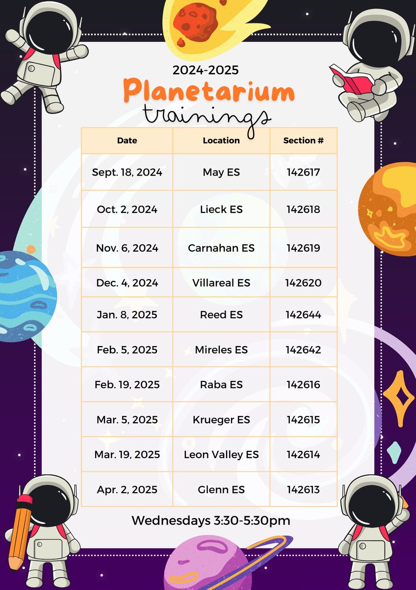 NISD Elem Science (@nisdelemscience) on Twitter photo Hey <a href="/NISD/">Northside ISD</a> elementary teachers! Just a reminder about our planetarium trainings for the second half of the year. Be sure to register if you want to bring the planetarium to your campus! Hey <a href="/NISD/">Northside ISD</a> elementary teachers! Just a reminder about our planetarium trainings for the second half of the year. Be sure to register if you want to bring the planetarium to your campus!