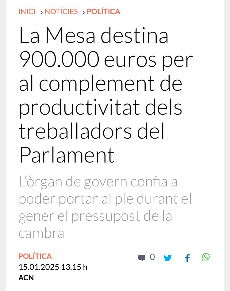 Mentres a Catalunya hi ha 85 escoles pendents d’ edifici i portem més d’ una dècada amb 961 barracons, i en sanitat, tenim als sanitaris treballant al 200%, amb urgències col. lapsades i amb polítiques que posen en risc al pacient , per falta de diners 

Els 250 polítics que