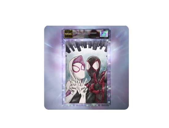 "It's a Web V 1 Year Anniversary Grail” Shoutout to Get To Da Comics for this prize I won on the show last Friday. 🏆🔥 As for the show…it’s  packed with fun vibes, weekly comic reads, tips &amp; walkthroughs of the VeVe app. A perfect stream for the seasoned Marvelologists and