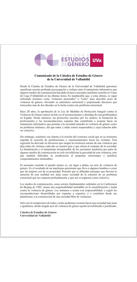 CÁTEDRA DE GÉNERO UNIVERSIDAD DE VALLADOLID tweet media