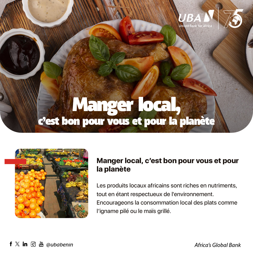 UBABenin's tweet photo. Les produits locaux africains sont riches en nutriments, tout en étant respectueux de l'environnement. Encourageons la consommation local des plats comme l’igname pilé ou le maïs grillé 😋.
Adoptez des repas sains tout en soutenant l’économie locale !
#MangerLocal #BienÊtre #UBABénin #AfricasGlobalbank