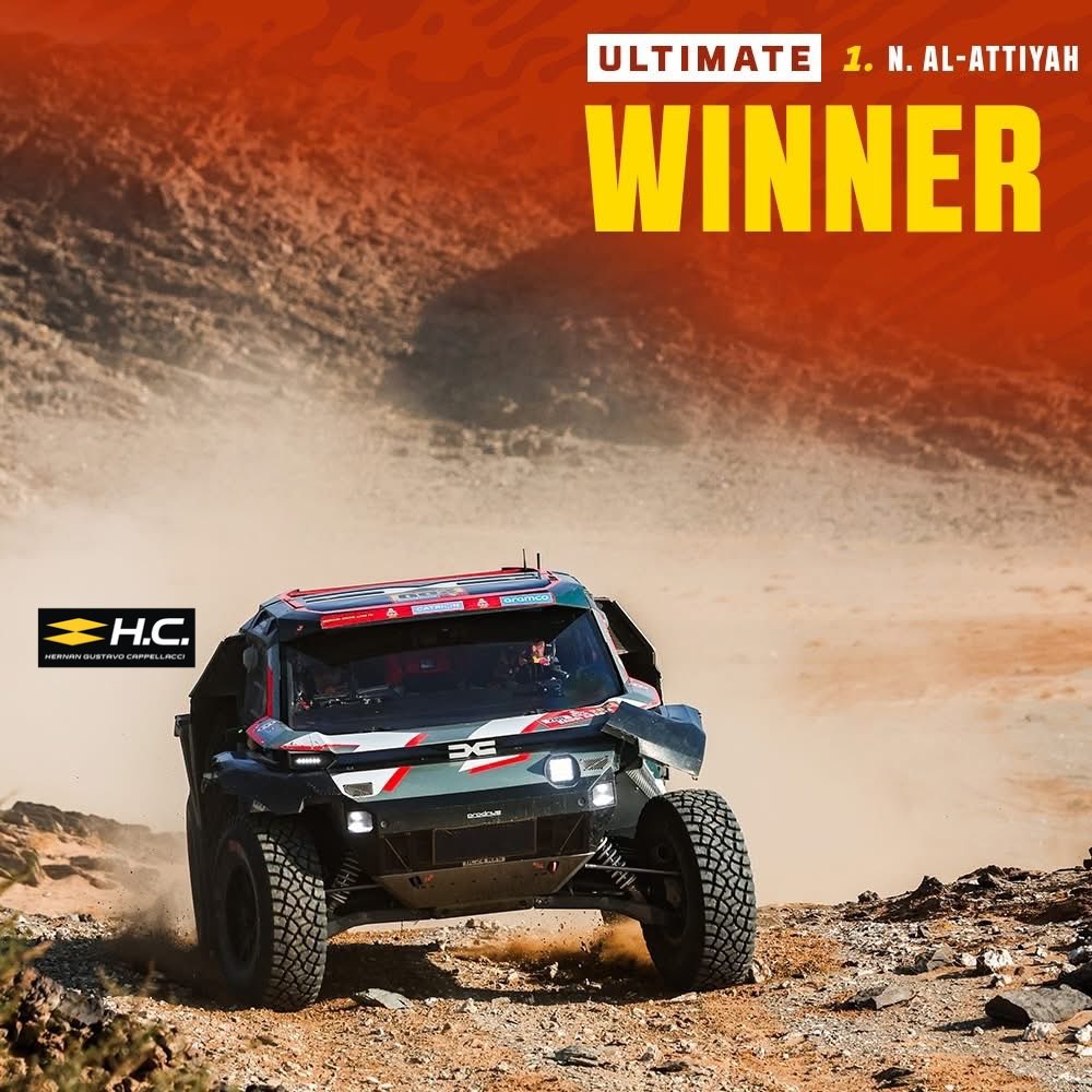heragu2002's tweet photo. A dos días de la finalización del #Dakar2025 el #DACIA #SANDRIDERS del equipo oficial @renaultgroup sigue prendido a punto de alcanzar el podio y la punta de la competencia.
Ganador de etapa en #POS4
#STAGE10 🏁🏆🍾
N. AL-ATTIYAH🔥🎉
QATAR 🇶🇦
+ 00H 30' 21"'
E. BOULANGER https://t.co/B3e20LKB30