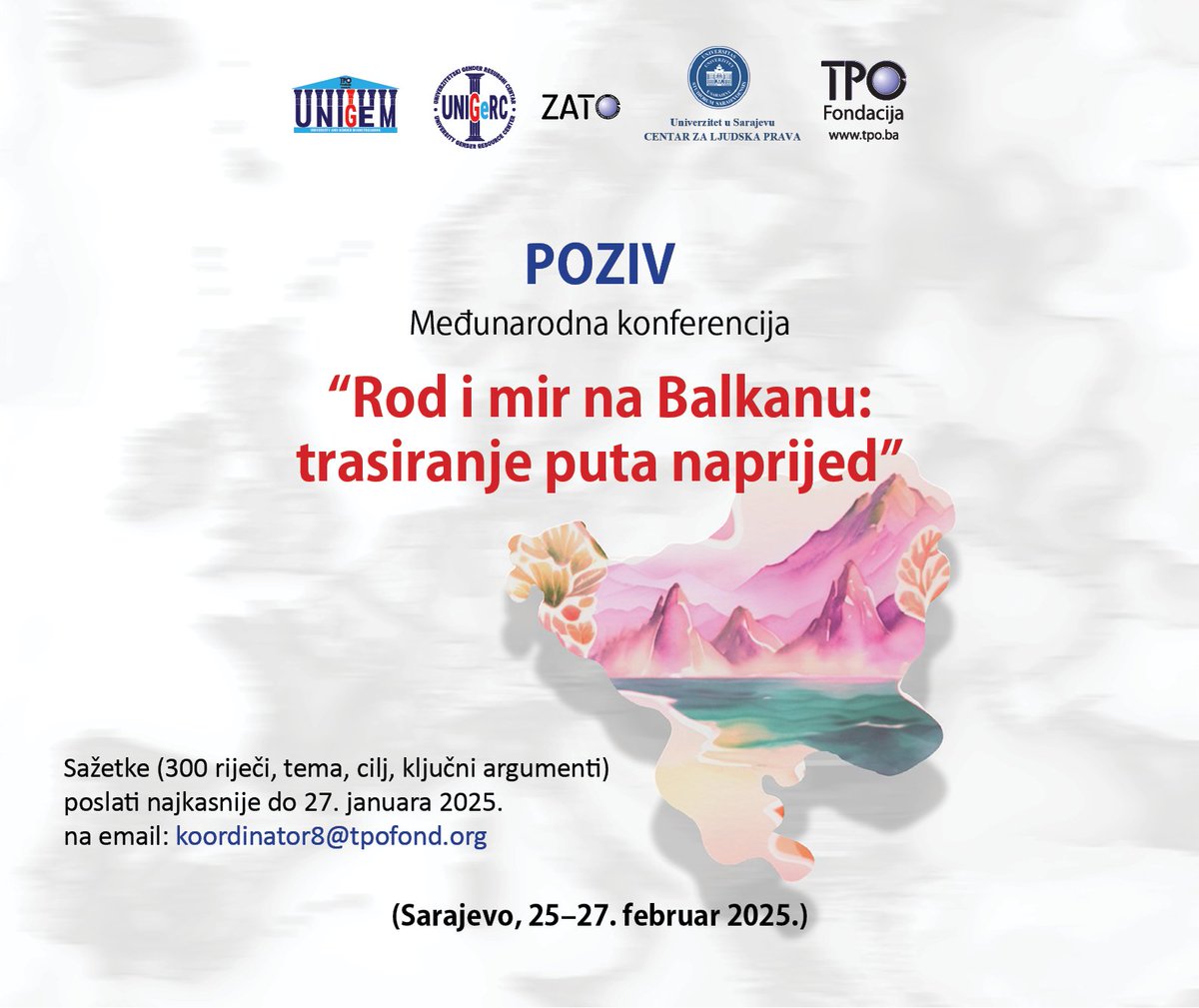 TPO Foundation (@tpofoundation) on Twitter photo U okviru projekta #UNIGEM
<a href="/TPOFoundation/">TPO Foundation</a> će, u partnerstvu s Univerzitetskim gender resursnim centrom UNSA, Fondacijom ZATO i 19 univerziteta iz BiH, Hrvatske, Srbije i Crne Gore, organizirati međunarodnu konferenciju „Rod i mir na Balkanu: trasiranje puta naprijed“. U okviru projekta #UNIGEM
<a href="/TPOFoundation/">TPO Foundation</a> će, u partnerstvu s Univerzitetskim gender resursnim centrom UNSA, Fondacijom ZATO i 19 univerziteta iz BiH, Hrvatske, Srbije i Crne Gore, organizirati međunarodnu konferenciju „Rod i mir na Balkanu: trasiranje puta naprijed“.