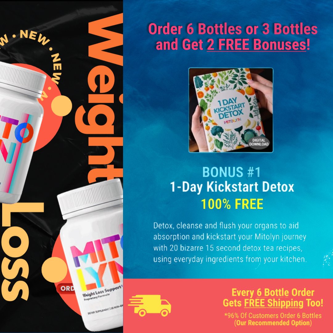 b5harmony's tweet photo. 𝟮 𝗙𝗥𝗘𝗘 𝗕𝗢𝗡𝗨𝗦𝗘𝗦:
🌟Order 6 or 3 bottles of Mitolyn &amp; get 2 FREE bonuses:
1-Day Kickstart Detox 
2-Renew You 
🌟FREE shipping on 6-bottle orders (our most popular option)!
Don’t wait—click the link to claim your transformation today!
[https://t.co/5mFT7RCkJK] https://t.co/1uqIzZQgAF