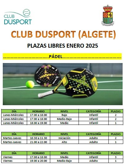 ClubDusport's tweet photo. 📢PLAZAS DISPONIBLES ENERO📢

🔋Volvemos con las pilas cargadas, después de unas navidades, las cuales deseamos que las hayáis pasado en grande. Pero llega la vuelta a la rutina...

🎾¿Y qué mejor vuelta que haciendo deporte y más si es con tenis y pádel?🎾

¡Plazas disponibles! https://t.co/QfsmGWDCWX