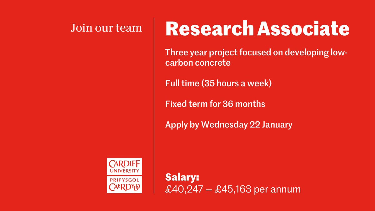 Are you passionate about sustainable building materials and eager to contribute to positive change in the construction industry?

Join our school as a Research Associate for a 3-year project focused on developing low-carbon concrete.

Learn more ➡️bit.ly/3Wj4jcT