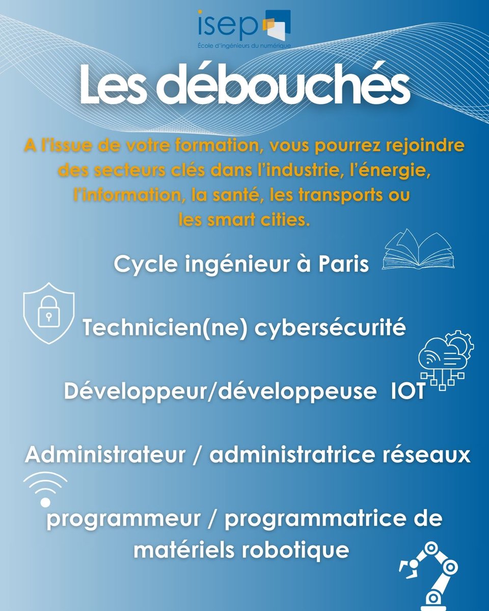 🎓 Rejoignez l’Isep dès le post-bac à Paris ! Formations d’excellence alliant innovation, éthique et professionnalisation.🚀

💡Cycles intégrés, Bachelor Informatique ou Numérique &amp; Santé.

👉Découvrez nos parcours : isep.fr

#Isep #Numérique #PostBac #Innovation