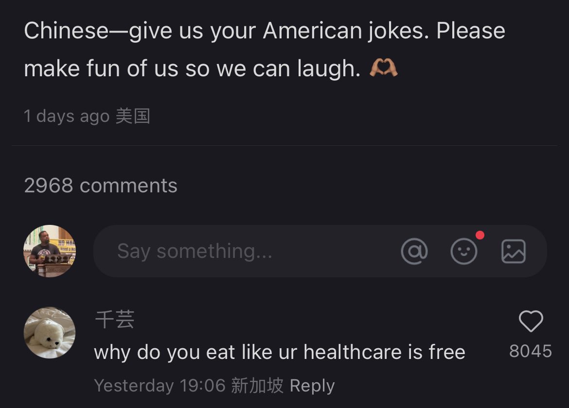 SocialistMMA's tweet image. I’m quickly discovering how nobody is better at roasting Americans than the Chinese 😂
