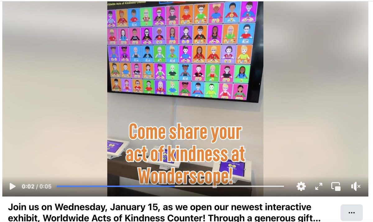 Starfalledu's tweet image. Join us on Wednesday, January 15, as we open our newest interactive exhibit, Worldwide Acts of Kindness Counter! Through a generous gift from the Starfall Education Foundation!
facebook.com/share/v/15VHQk… 
#KidsLiteracy, #LiteracySoftware, #kindness #kidsmuseum
