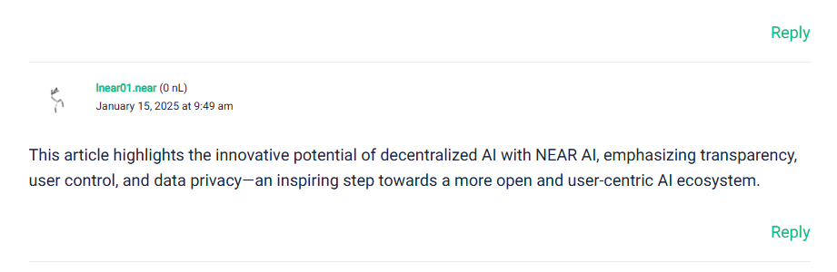 llnear01's tweet photo. NEAR AI aims to become platform for verifiable AI.  Check in how it is useful for learning at @LearnNear https://t.co/s4sRUZ4tA5