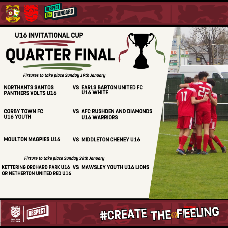 NorthantsFA's tweet photo. More county cup action this Sunday🏆
With the third round of the Women's cup and the quarter finals of the u16 and u14 Invitational cups taking place. ⚽🌟
#Createthefeeling #ourpathways https://t.co/ho0s9iXTkO