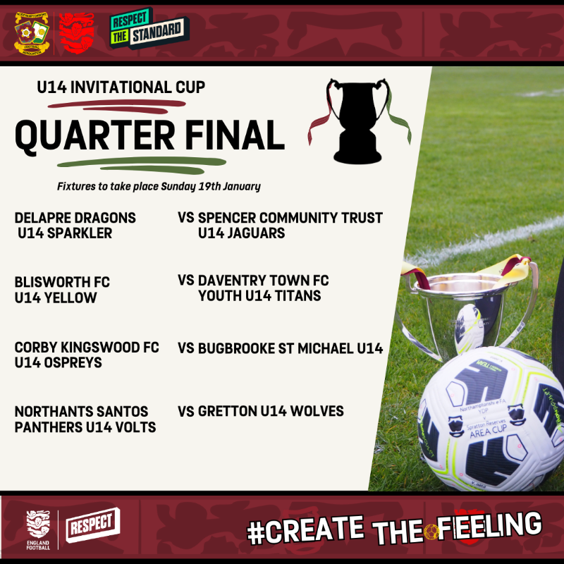 NorthantsFA's tweet photo. More county cup action this Sunday🏆
With the third round of the Women's cup and the quarter finals of the u16 and u14 Invitational cups taking place. ⚽🌟
#Createthefeeling #ourpathways https://t.co/ho0s9iXTkO