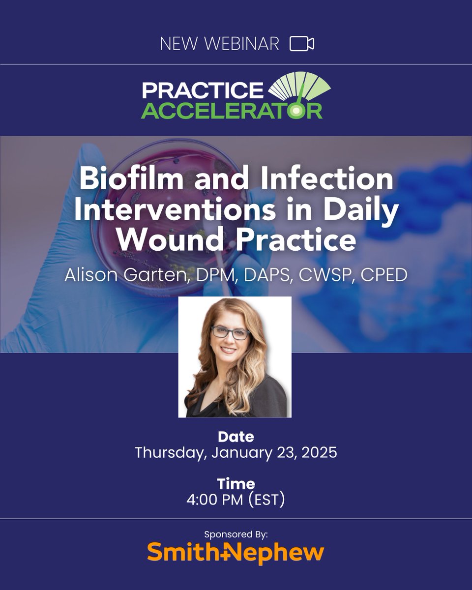 WoundSource's tweet image. 🚨 New Webinar Alert! 🚨
📅 Date: Thursday, January 23, 2025
🕒 Time: 4:00 PM (EST)
👉 Register now: okt.to/TH32fx
Thank you to our sponsor, @smithnephew for supporting this educational initiative.
#WoundCare #PracticeAccelerator #Biofilm #InfectionControl #WoundHealing