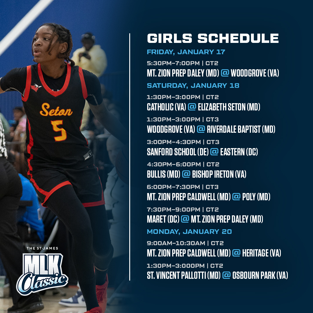 The St. James (@thestjames) on Twitter photo The St. James MLK Classic is BACK, celebrating Dr. Martin Luther King Jr. with a talented roster of regional teams! 🙌🏽
Check out this year’s Dream Teams! Catch them in action in-person, via Baller TV or Monumental Sports Network! 🎥
<a href="/SheGotGame7/">She Got Game Classic</a>
thestjames.com/mlk-classic The St. James MLK Classic is BACK, celebrating Dr. Martin Luther King Jr. with a talented roster of regional teams! 🙌🏽
Check out this year’s Dream Teams! Catch them in action in-person, via Baller TV or Monumental Sports Network! 🎥
<a href="/SheGotGame7/">She Got Game Classic</a>
thestjames.com/mlk-classic