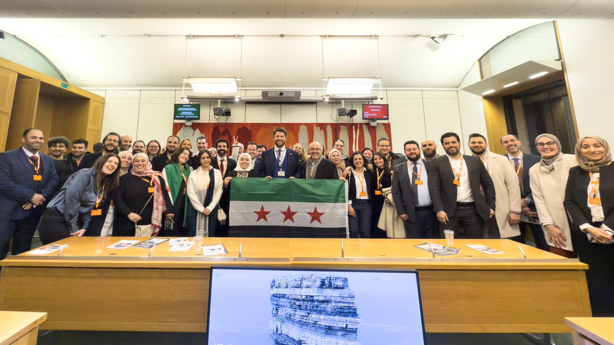 BritishSyrian's tweet photo. On Monday, we celebrated. Thank you @DavidTaylor85 for hosting in Parliament to mark the end of the regime. Grateful to Minister @HFalconerMP, Special Representative for Syria @UKSyriaRep, MPs from all parties, and embassy representatives for joining us in this joyful moment. https://t.co/yI6kszOZG1
